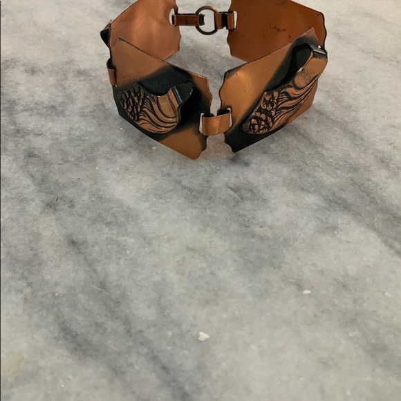 VTG Burnished Copper Bracelet Abstract Floral - Picture 6 of 7